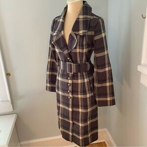 BB Dakota Plaid Long coat with Brass Accents Y2K